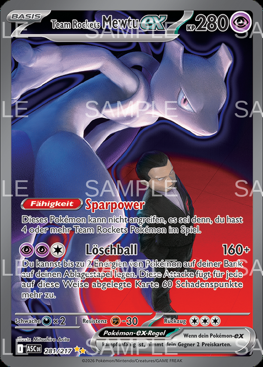 281 Team Rockets Mewtu ex - Team Rocket's Mewtwo ex - ASC 281/217